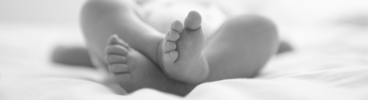 Close up of newborn baby's feet